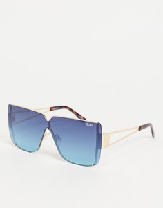 Женские квадратные солнцезащитные очки синего цвета Quay Bank Roll-Голубой