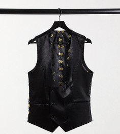 Блестящий черный жилет Twisted Tailor TALL