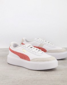 Белые кроссовки с отделкой персикового цвета Puma Oslo Maja Revive-Белый