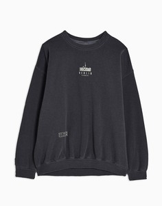 Черный свитшот с принтом Topman Berlin-Черный цвет