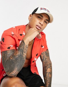 Красная рубашка классического кроя с цветочным принтом ASOS DESIGN-Красный