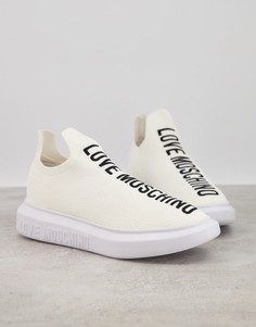 Белые кроссовки-носки на толстой подошве Love Moschino-Белый