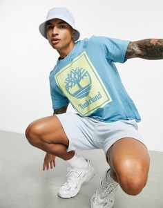 Голубая футболка с логотипом Timberland Stack-Голубой