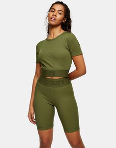 Спортивный кроп-топ цвета хаки Topshop-Зеленый цвет