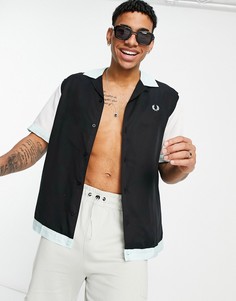 Черная рубашка в стиле колор-блок Fred Perry-Черный цвет