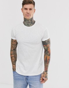 Белая меланжевая футболка облегающего кроя Topman-Белый