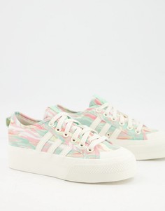 Кроссовки на платформе с акварельным принтом adidas Originals Nizza-Нейтральный