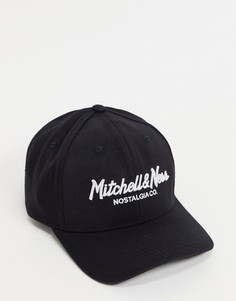 Черная бейсболка с прописным логотипом Mitchell & Ness-Черный цвет