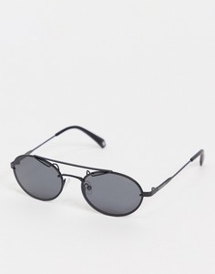 Солнцезащитные очки в стиле унисекс с маленькими стеклами Polaroid-Черный цвет