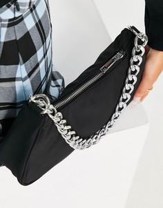 Черная сумка на плечо с ремешком-цепочкой в стиле 90-х ASOS DESIGN-Черный цвет