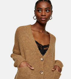 Кардиган в стиле oversized бежевого цвета Topshop Petite-Нейтральный