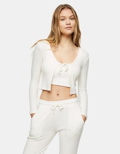 Уютный кардиган в рубчик Topshop-Белый