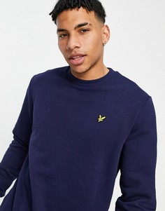 Темно-синий свитшот с логотипом по нижнему краю и круглым вырезом Lyle & Scott