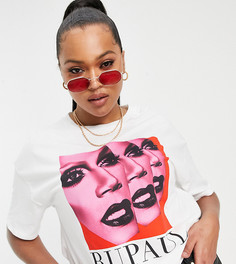 Эксклюзивная белая oversized-футболка с принтом "RuPaul" ASOS DESIGN Curve-Белый