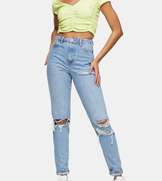 Голубые выбеленные джинсы в винтажном стиле со рваной отделкой Topshop Tall-Голубой