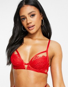 Красный бюстгальтер на косточках с ремешками и кружевом ASOS DESIGN Daisy