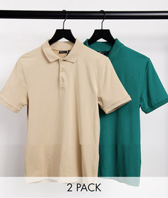 2 облегающих поло из органического хлопка ASOS DESIGN-Многоцветный