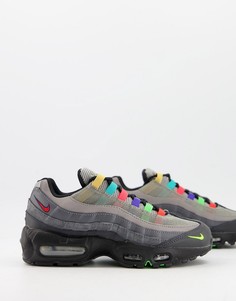 Серые кроссовки с разноцветной отделкой Nike Air Max 95-Серый