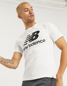 Белая футболка с большим логотипом New Balance-Белый