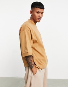 Коричневый свитшот в стиле oversized с завязками по бокам ASOS DESIGN-Коричневый цвет