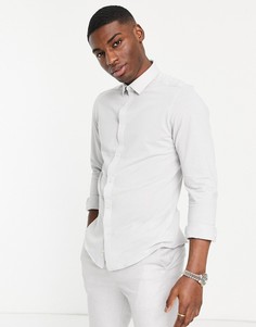 Светло-серая приталенная рубашка из пике Harry Brown-Серый