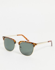 Солнцезащитные очки в стиле ретро в золотистой оправе с черепаховой отделкой и черными стеклами ASOS DESIGN-Золотистый