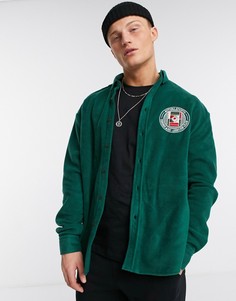 Зеленая флисовая oversized-рубашка в стиле 90-х с вышивкой на груди ASOS DESIGN-Зеленый