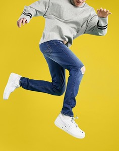 Зауженные рваные джинсы темно-выбеленного синего цвета ASOS DESIGN-Голубой
