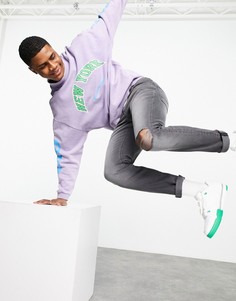 Черные эластичные узкие джинсы с прорехами ASOS DESIGN-Черный цвет