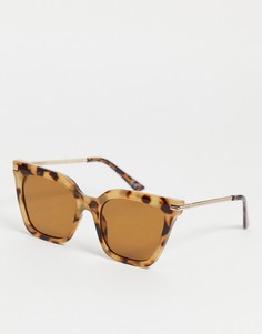 Солнцезащитные очки «кошачий глаз» в квадратной черепаховой оправе коричневого цвета с металлическими дужками ASOS DESIGN Recycled-Коричневый цвет