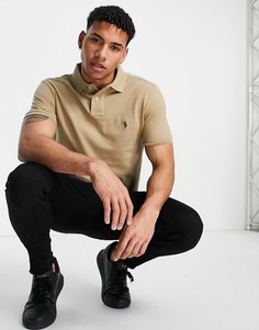 Поло из пике в цвете "коричневый хаки" с логотипом игрока в поло Polo Ralph Lauren-Коричневый цвет