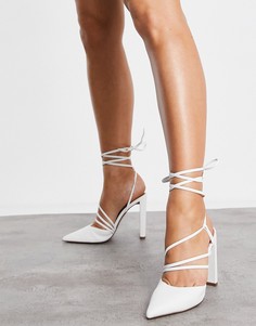 Белые туфли на высоком каблуке с завязками вокруг ноги ASOS DESIGN Paisley-Белый
