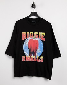 Черная oversized-футболка с принтом ASOS DESIGN-Черный цвет