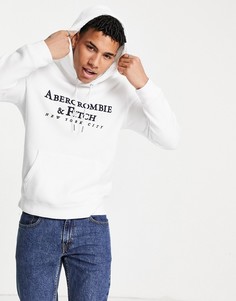 Белый худи с логотипом Abercrombie & Fitch