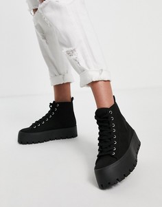 Черный парусиновые высокие кроссовки на массивной подошве ASOS DESIGN Detra-Черный цвет