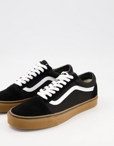 Черные кроссовки c белыми вставками на каучуковой подошве Vans Old Skool-Черный цвет