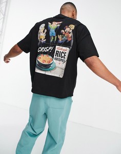Черная oversize-футболка с принтом "Rice Krispies" на спине ASOS DESIGN-Черный цвет