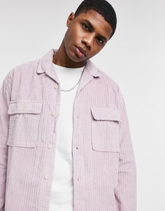 Пастельно-сиреневая oversized-рубашка из плотного вельвета в стиле 90-х ASOS DESIGN-Фиолетовый цвет