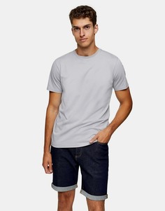 Светло-серая классическая футболка Topman-Серый
