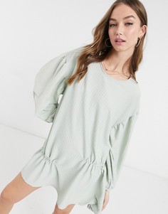 Oversized-платье мини шалфейно-зеленого цвета с декоративными швами ASOS DESIGN-Зеленый