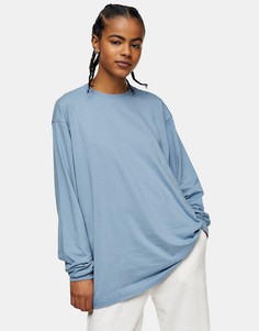 Синий свободный лонгслив Topshop-Голубой