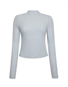 Голубой топ с длинными рукавами и воротником-стойкой Miss Selfridge