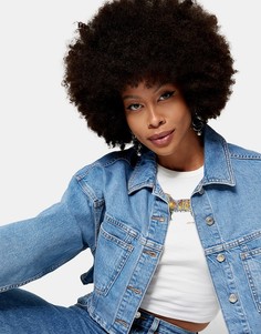 Короткая джинсовая куртка синего цвета Topshop-Голубой