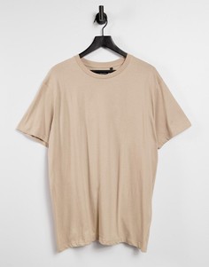 Светло-бежевая oversized-футболка Brave Soul-Нейтральный