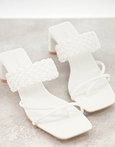 Белые босоножки на каблуке с плетеной отделкой Glamorous-Белый