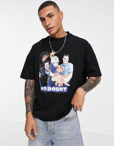 Черная oversized-футболка с принтом группы No Doubt спереди ASOS DESIGN-Черный