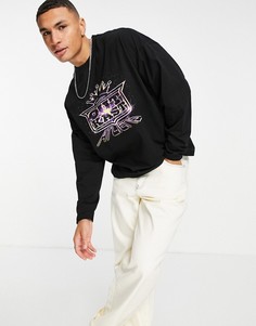 Черный лонгслив с надписью "Outkast" ASOS DESIGN-Черный цвет