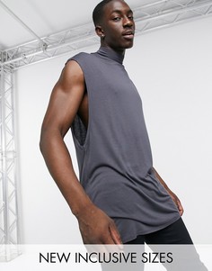 Удлиненный жилет в стиле oversized из вискозы с высоким воротом выбеленного черного цвета ASOS DESIGN-Черный цвет