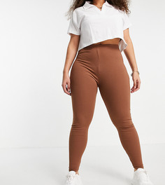 Коричневые леггинсы в рубчик ASOS DESIGN Curve-Коричневый цвет