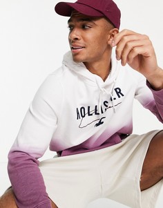 Бордовый худи с принтом с эффектом омбре и логотипом Hollister-Красный